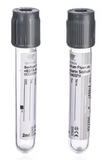 Tube à glucose, fluorure de sodium + oxalate de potassium + Safety Cap + caoutchouc/gris, PET